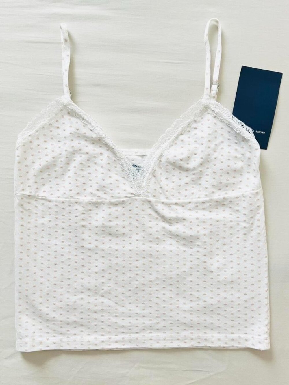 BNWT Brandy Melville-John Galt lace light pink heart amara tank